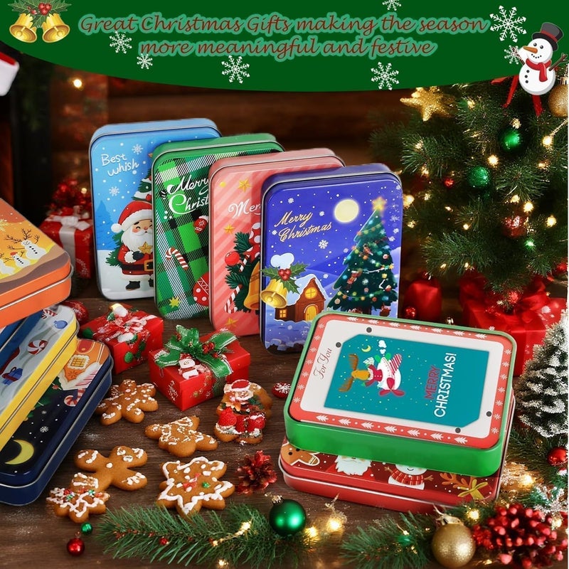 Hoceium 10PCS Christmas Gift Card Holder Boxes for Party Favors,Small Tins Money Cash Holders with Giftcards for Geeting,Metal Gift Card Container Unique Holiday Presents Wrapping Box with Lids for Cash,Candy - Image 4